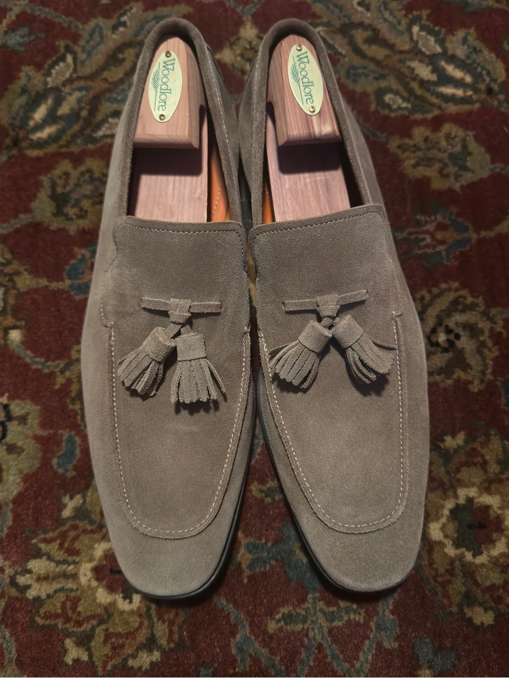 Magnanni Taupe Suede Tassel Loafers